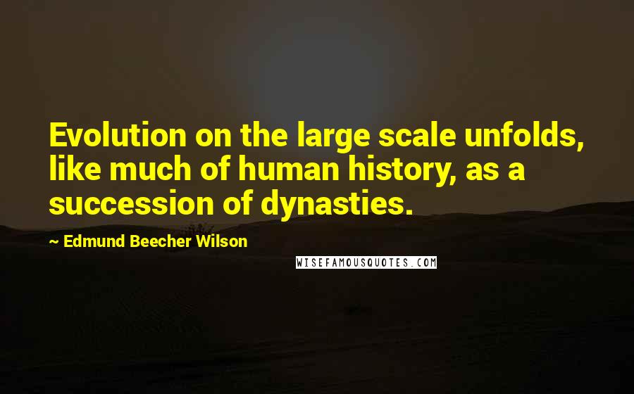 Edmund Beecher Wilson Quotes: Evolution on the large scale unfolds, like much of human history, as a succession of dynasties.