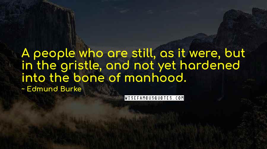 Edmund Burke Quotes: A people who are still, as it were, but in the gristle, and not yet hardened into the bone of manhood.