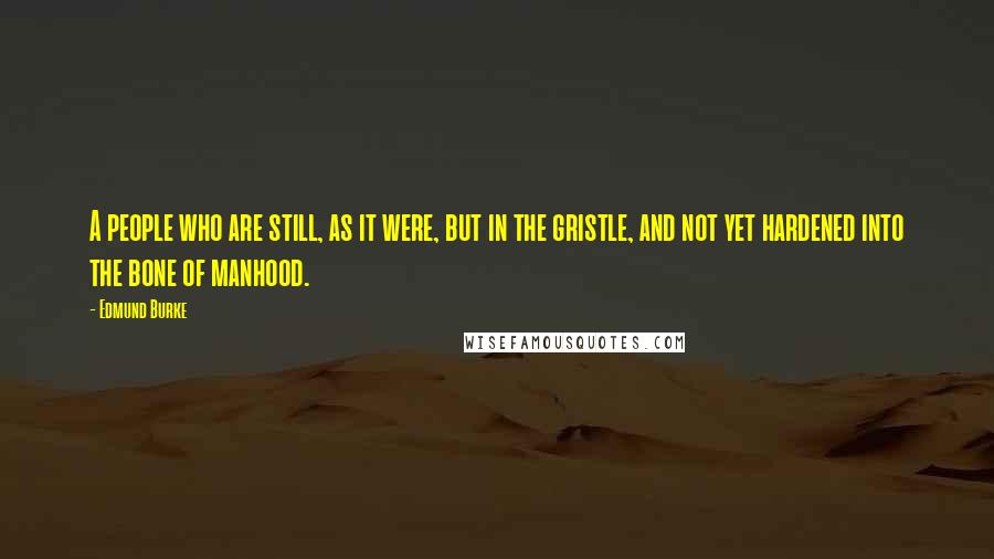 Edmund Burke Quotes: A people who are still, as it were, but in the gristle, and not yet hardened into the bone of manhood.