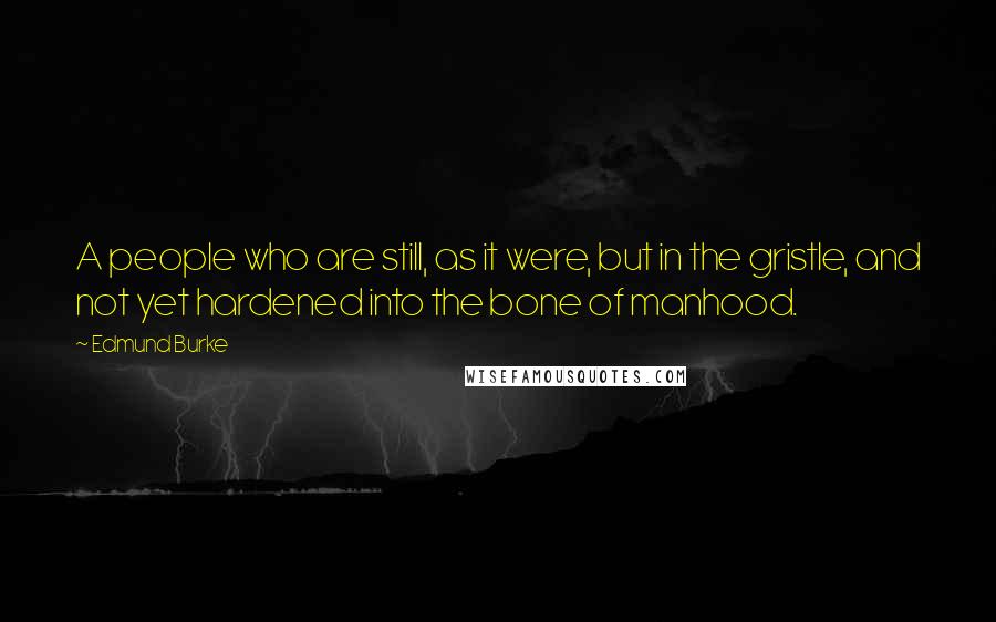 Edmund Burke Quotes: A people who are still, as it were, but in the gristle, and not yet hardened into the bone of manhood.