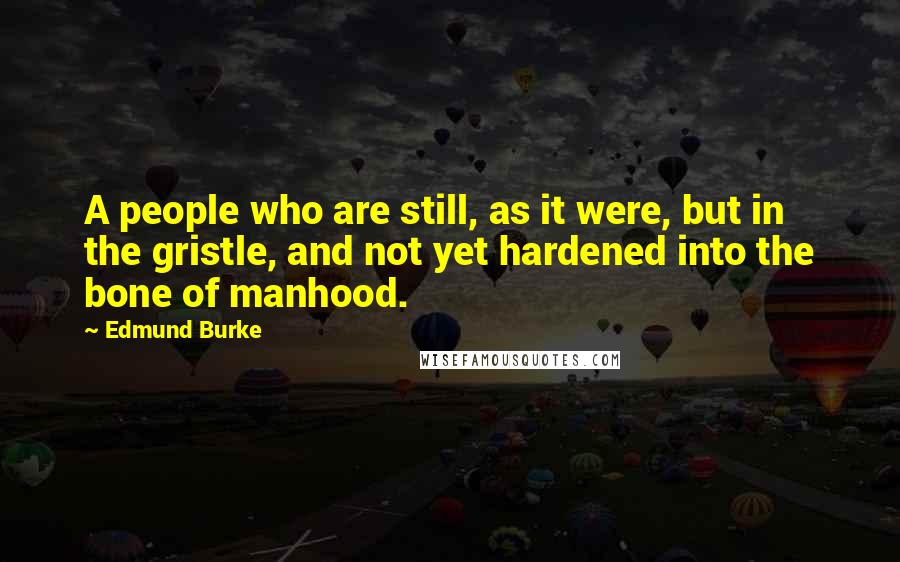 Edmund Burke Quotes: A people who are still, as it were, but in the gristle, and not yet hardened into the bone of manhood.