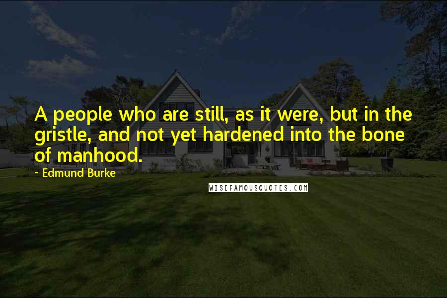 Edmund Burke Quotes: A people who are still, as it were, but in the gristle, and not yet hardened into the bone of manhood.