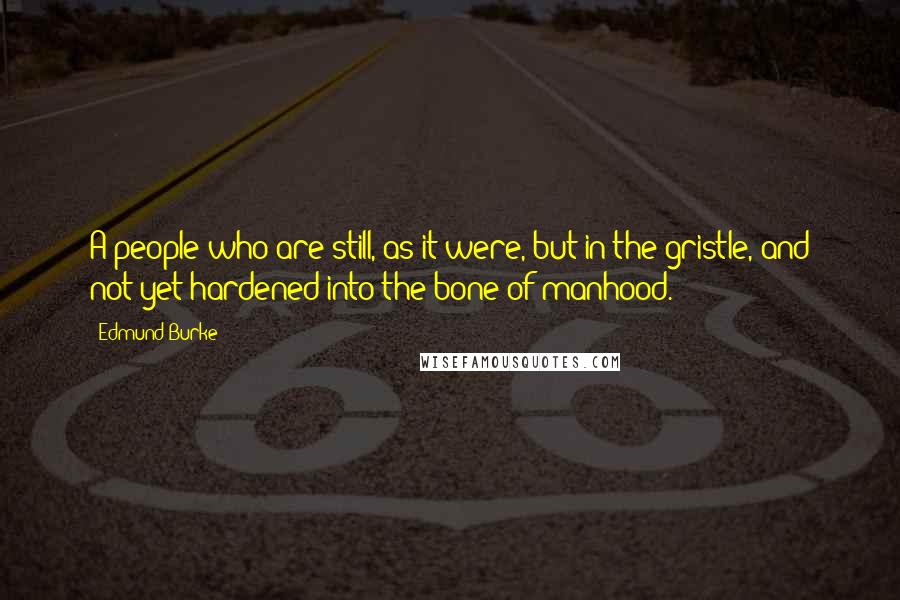 Edmund Burke Quotes: A people who are still, as it were, but in the gristle, and not yet hardened into the bone of manhood.