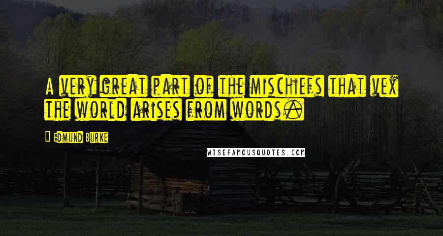 Edmund Burke Quotes: A very great part of the mischiefs that vex the world arises from words.