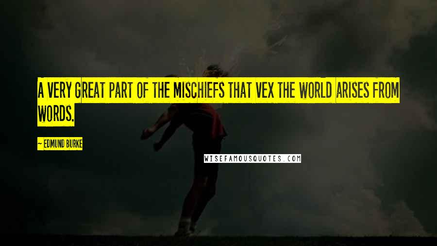 Edmund Burke Quotes: A very great part of the mischiefs that vex the world arises from words.