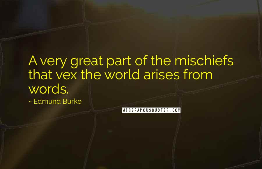 Edmund Burke Quotes: A very great part of the mischiefs that vex the world arises from words.