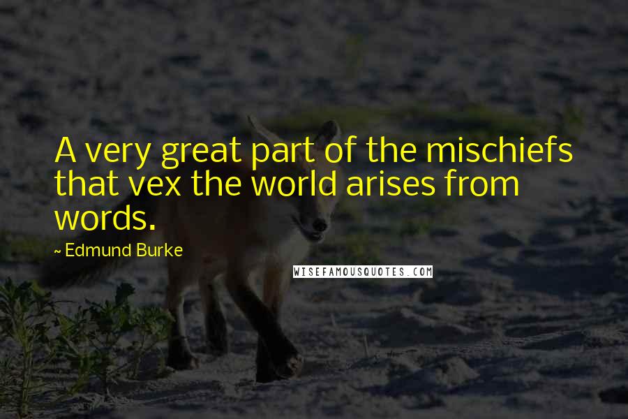 Edmund Burke Quotes: A very great part of the mischiefs that vex the world arises from words.
