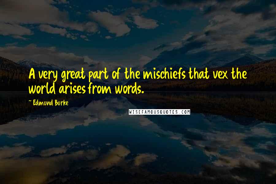 Edmund Burke Quotes: A very great part of the mischiefs that vex the world arises from words.