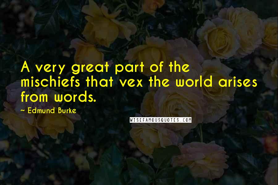 Edmund Burke Quotes: A very great part of the mischiefs that vex the world arises from words.