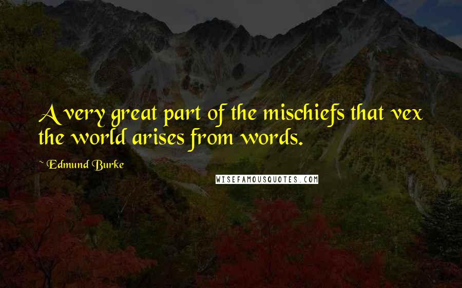 Edmund Burke Quotes: A very great part of the mischiefs that vex the world arises from words.