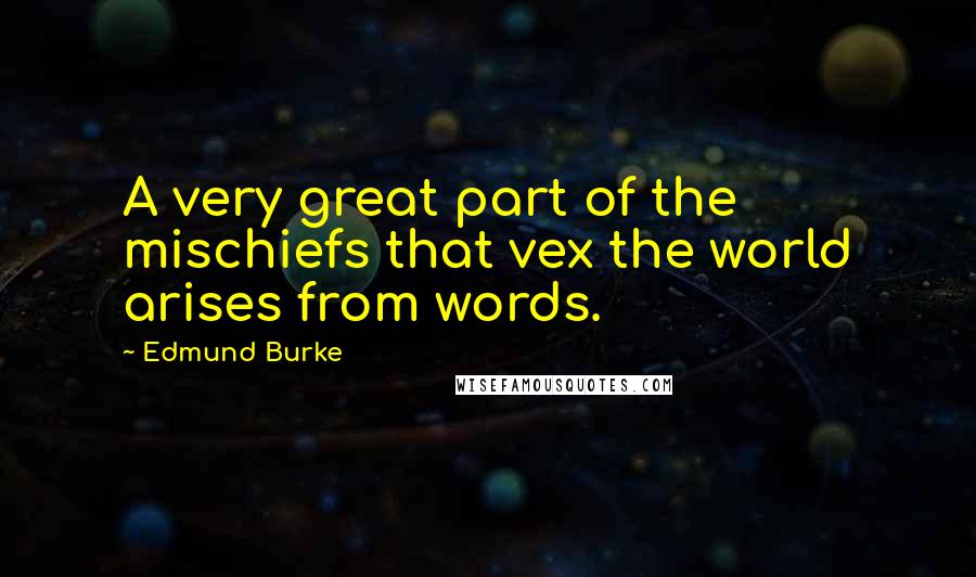 Edmund Burke Quotes: A very great part of the mischiefs that vex the world arises from words.