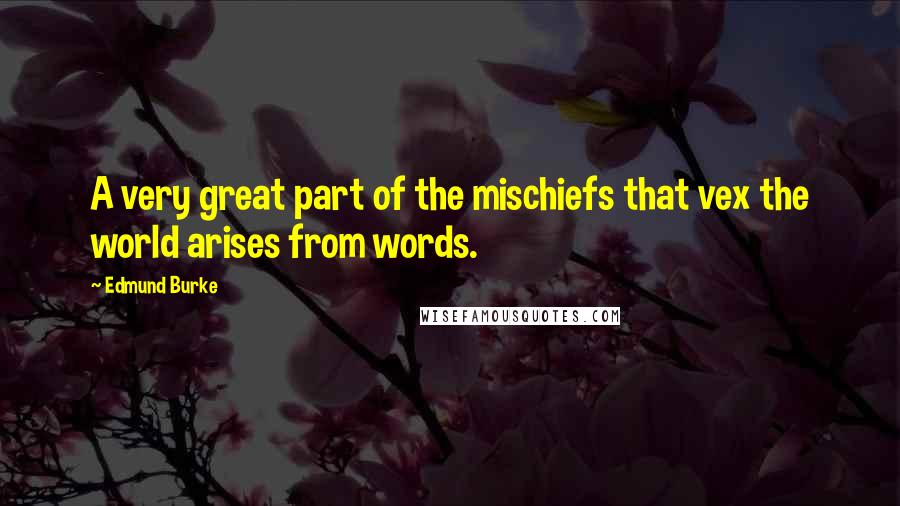 Edmund Burke Quotes: A very great part of the mischiefs that vex the world arises from words.