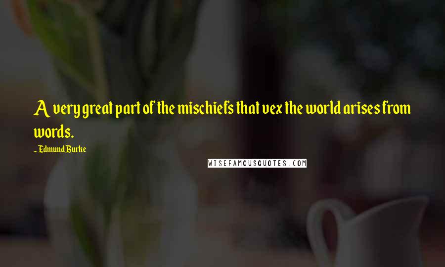 Edmund Burke Quotes: A very great part of the mischiefs that vex the world arises from words.