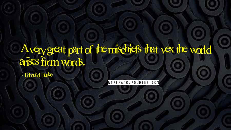 Edmund Burke Quotes: A very great part of the mischiefs that vex the world arises from words.