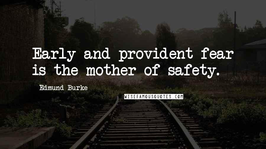 Edmund Burke Quotes: Early and provident fear is the mother of safety.