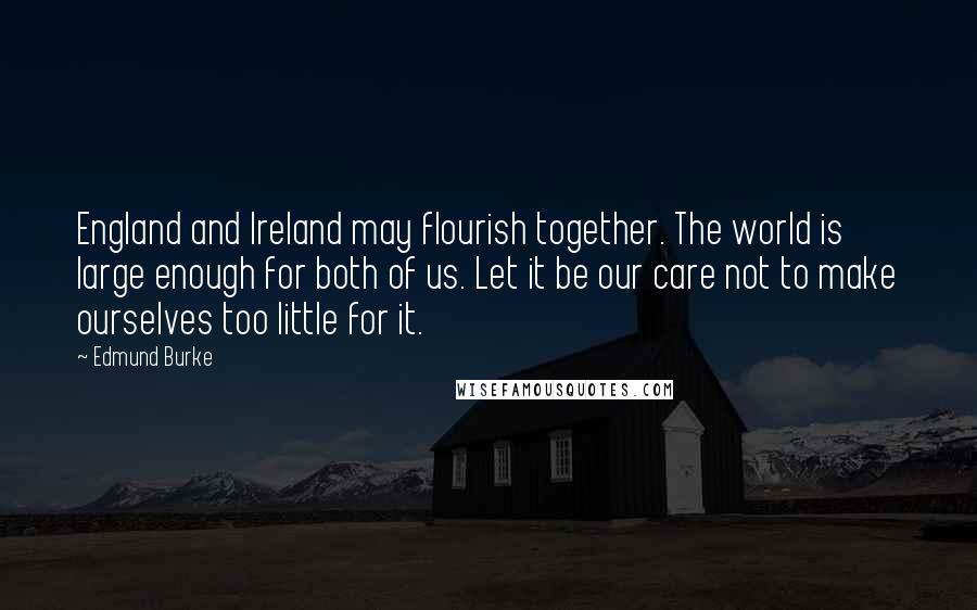 Edmund Burke Quotes: England and Ireland may flourish together. The world is large enough for both of us. Let it be our care not to make ourselves too little for it.