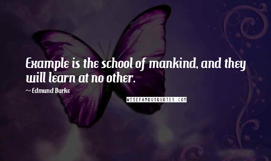 Edmund Burke Quotes: Example is the school of mankind, and they will learn at no other.