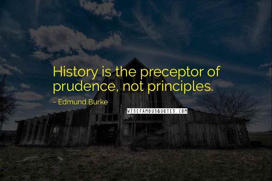 Edmund Burke Quotes: History is the preceptor of prudence, not principles.