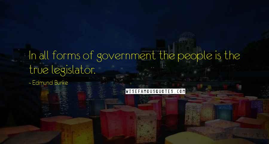 Edmund Burke Quotes: In all forms of government the people is the true legislator.