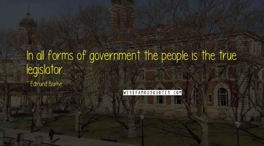 Edmund Burke Quotes: In all forms of government the people is the true legislator.