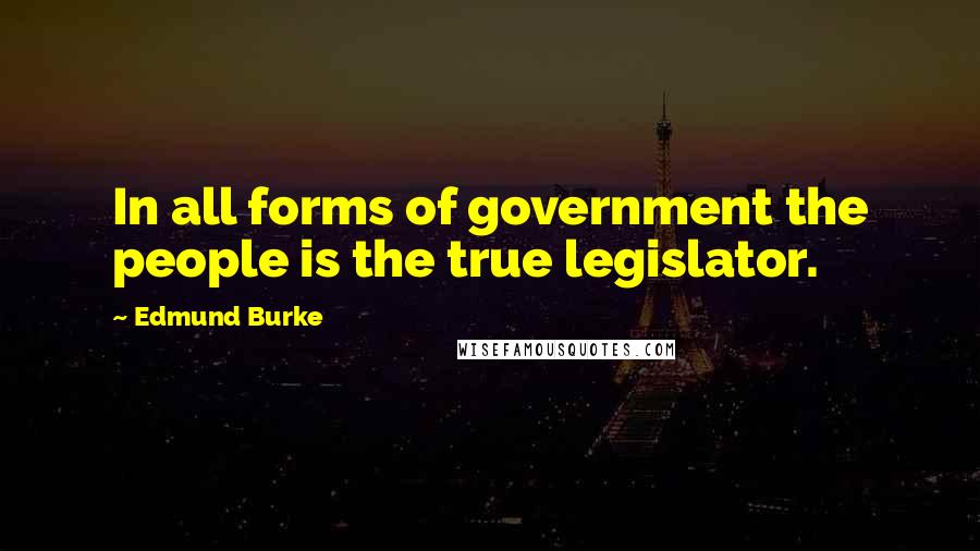 Edmund Burke Quotes: In all forms of government the people is the true legislator.