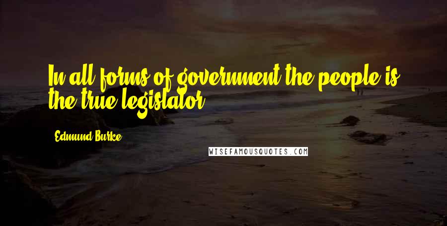 Edmund Burke Quotes: In all forms of government the people is the true legislator.