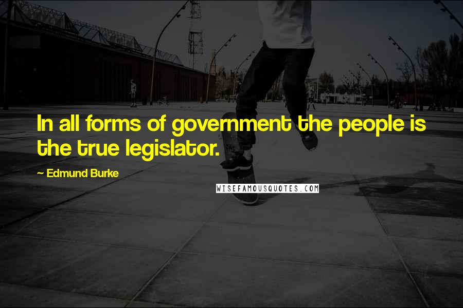 Edmund Burke Quotes: In all forms of government the people is the true legislator.