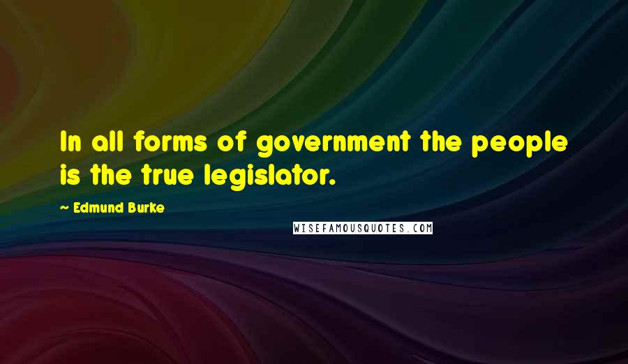 Edmund Burke Quotes: In all forms of government the people is the true legislator.