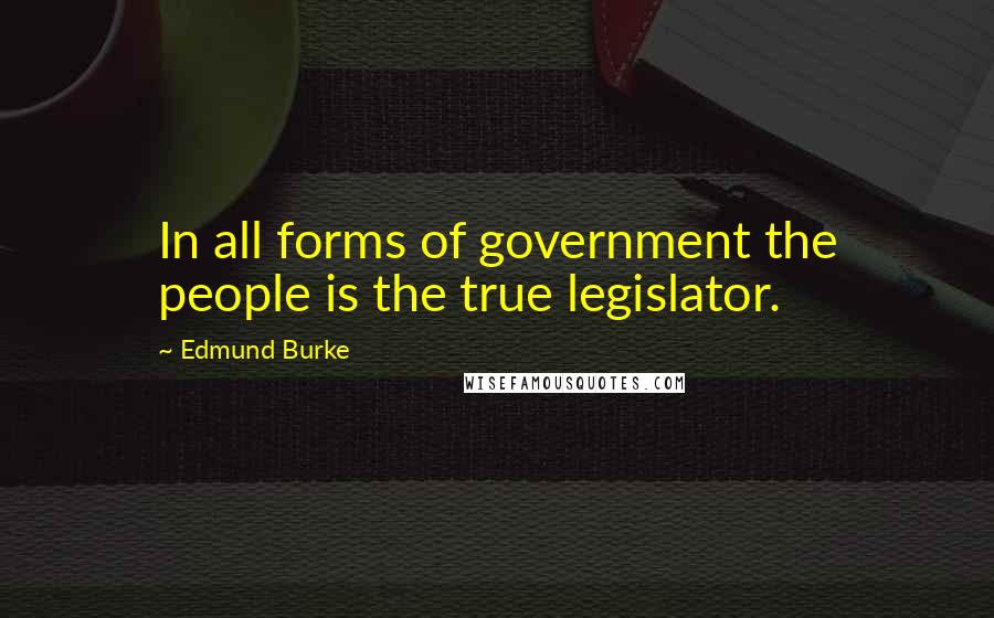 Edmund Burke Quotes: In all forms of government the people is the true legislator.