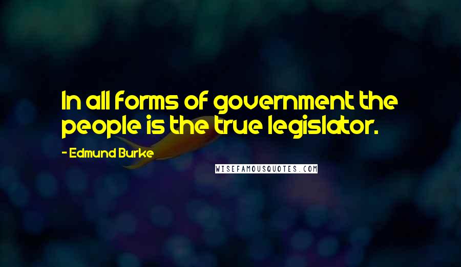 Edmund Burke Quotes: In all forms of government the people is the true legislator.