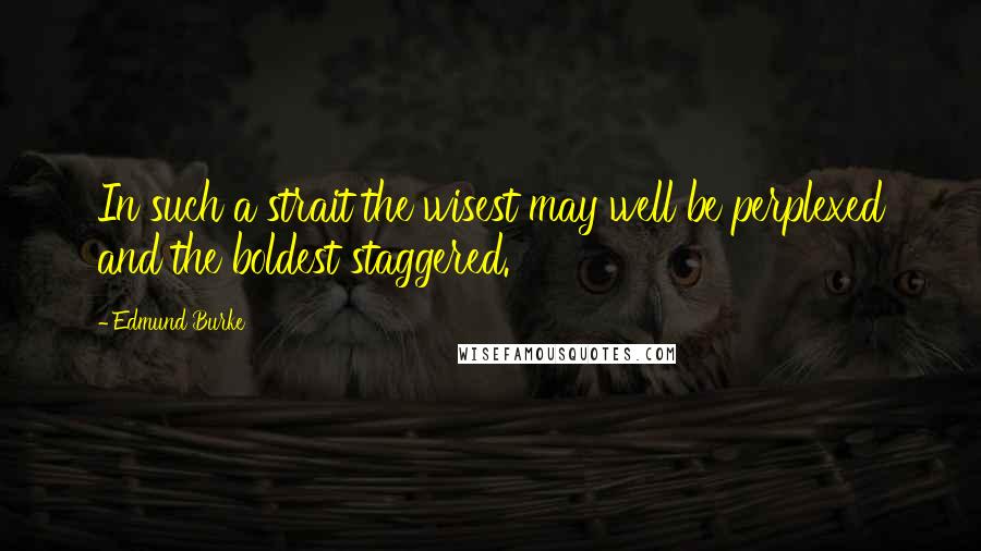 Edmund Burke Quotes: In such a strait the wisest may well be perplexed and the boldest staggered.