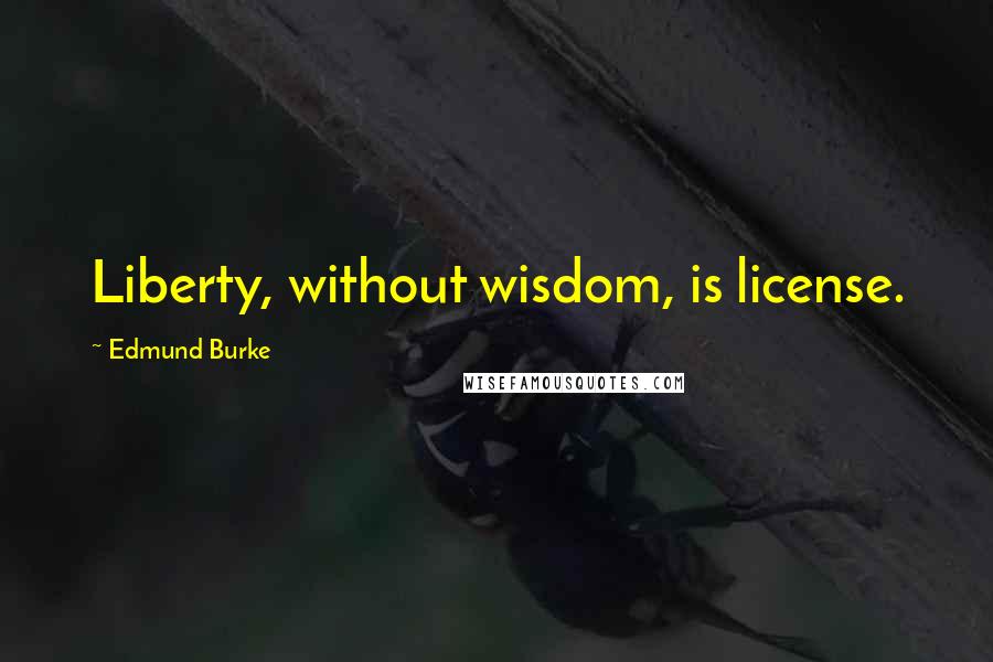 Edmund Burke Quotes: Liberty, without wisdom, is license.