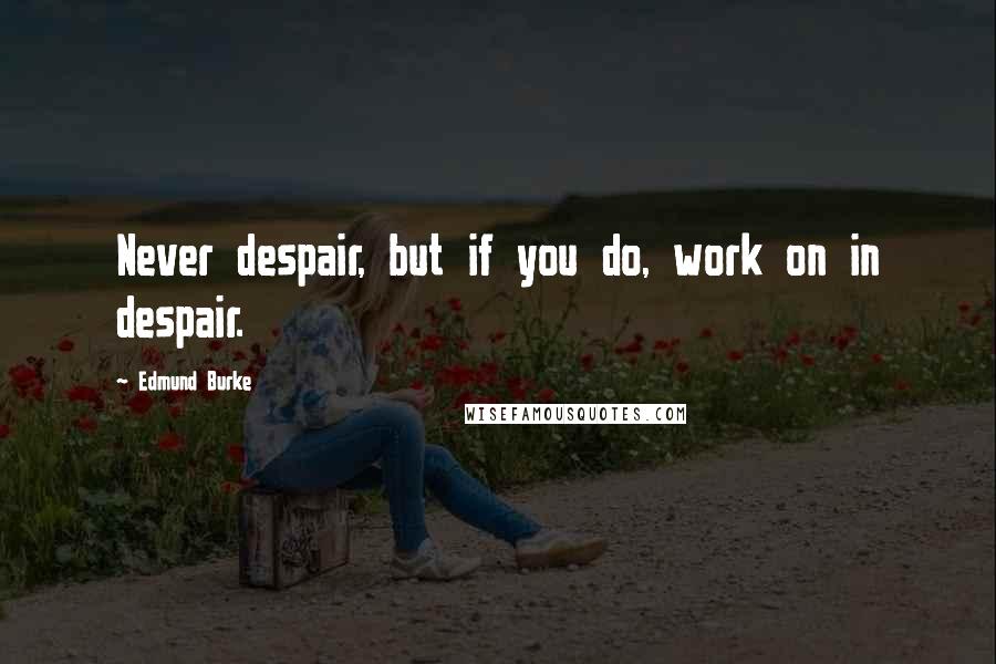 Edmund Burke Quotes: Never despair, but if you do, work on in despair.