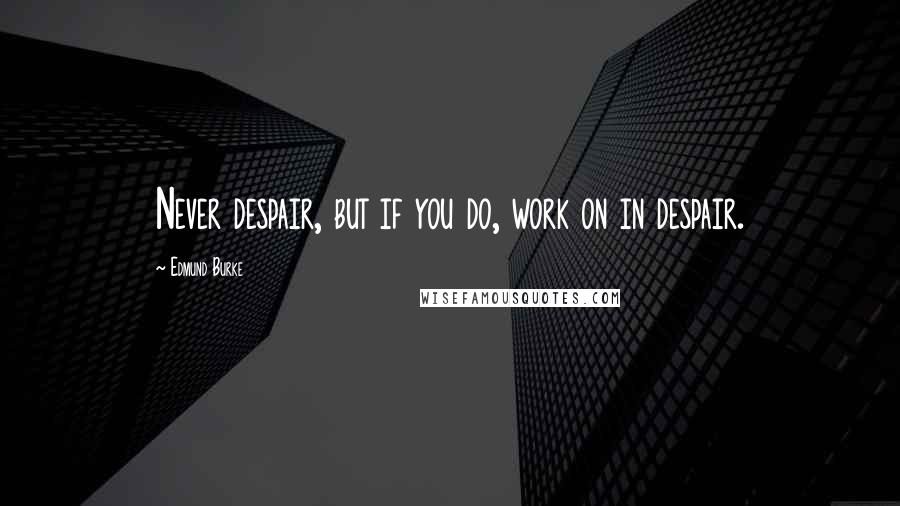 Edmund Burke Quotes: Never despair, but if you do, work on in despair.