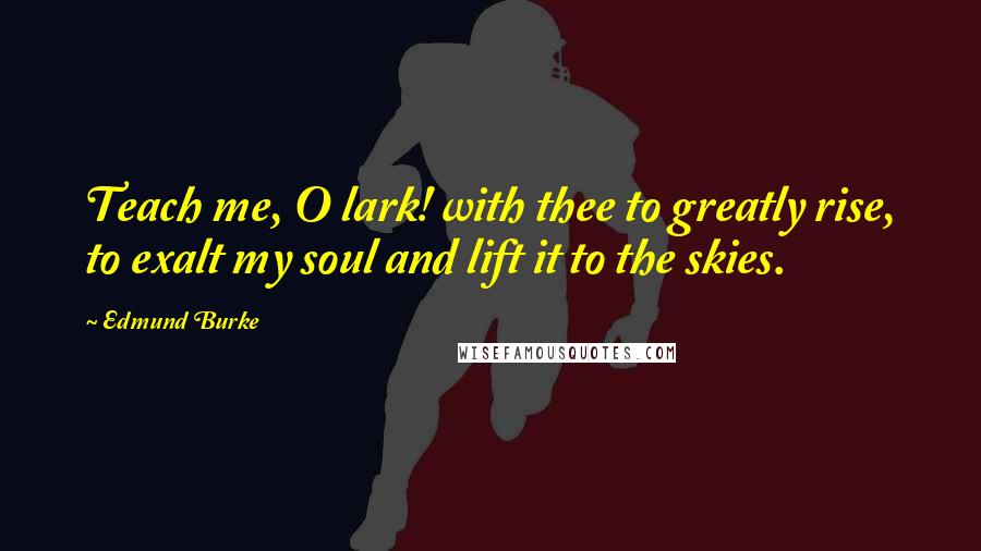 Edmund Burke Quotes: Teach me, O lark! with thee to greatly rise, to exalt my soul and lift it to the skies.