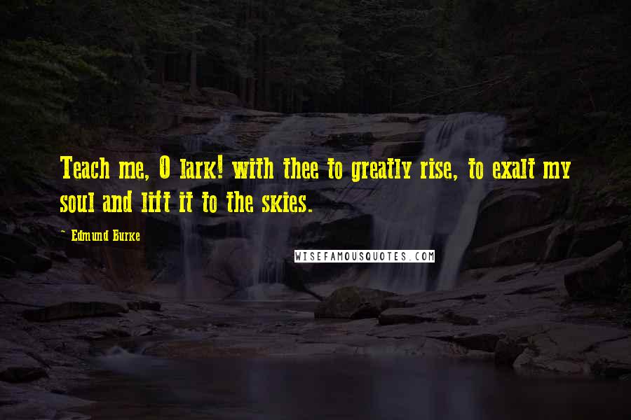 Edmund Burke Quotes: Teach me, O lark! with thee to greatly rise, to exalt my soul and lift it to the skies.