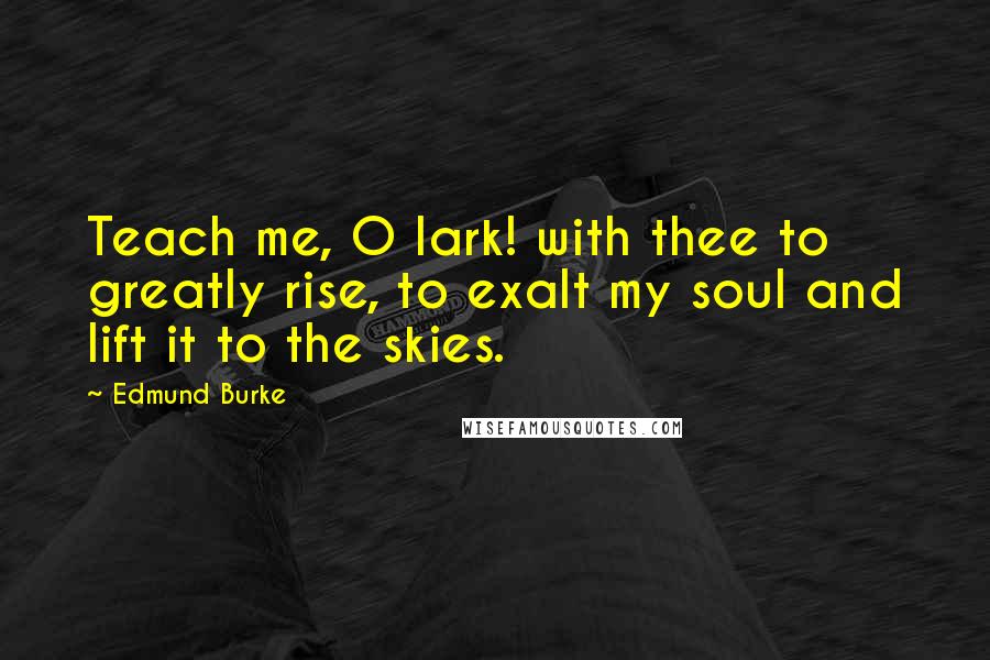 Edmund Burke Quotes: Teach me, O lark! with thee to greatly rise, to exalt my soul and lift it to the skies.