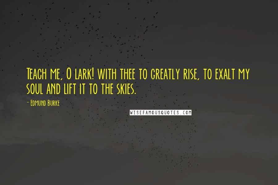 Edmund Burke Quotes: Teach me, O lark! with thee to greatly rise, to exalt my soul and lift it to the skies.