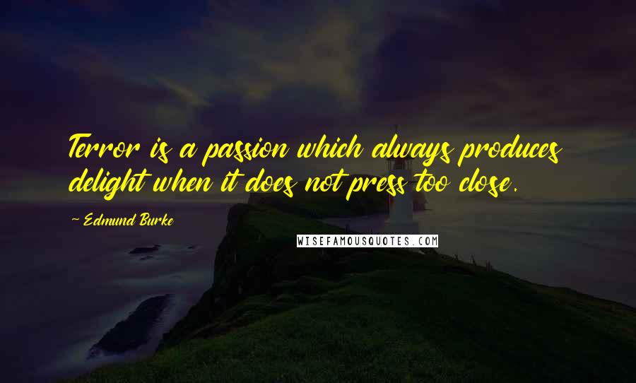 Edmund Burke Quotes: Terror is a passion which always produces delight when it does not press too close.