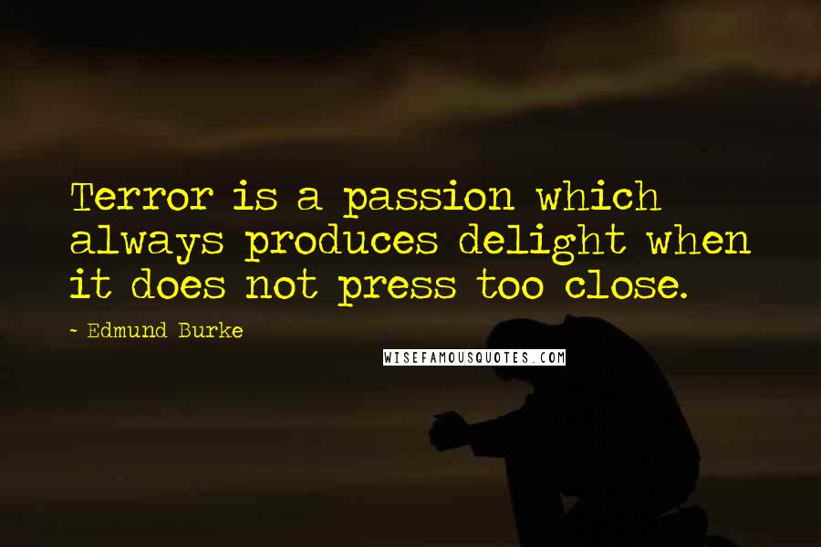 Edmund Burke Quotes: Terror is a passion which always produces delight when it does not press too close.