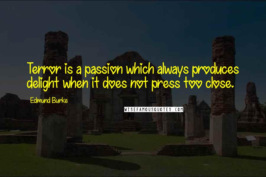 Edmund Burke Quotes: Terror is a passion which always produces delight when it does not press too close.
