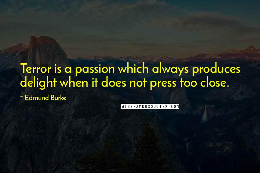 Edmund Burke Quotes: Terror is a passion which always produces delight when it does not press too close.