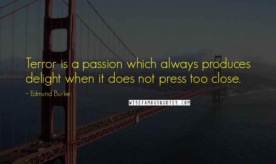 Edmund Burke Quotes: Terror is a passion which always produces delight when it does not press too close.