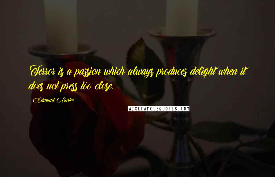 Edmund Burke Quotes: Terror is a passion which always produces delight when it does not press too close.