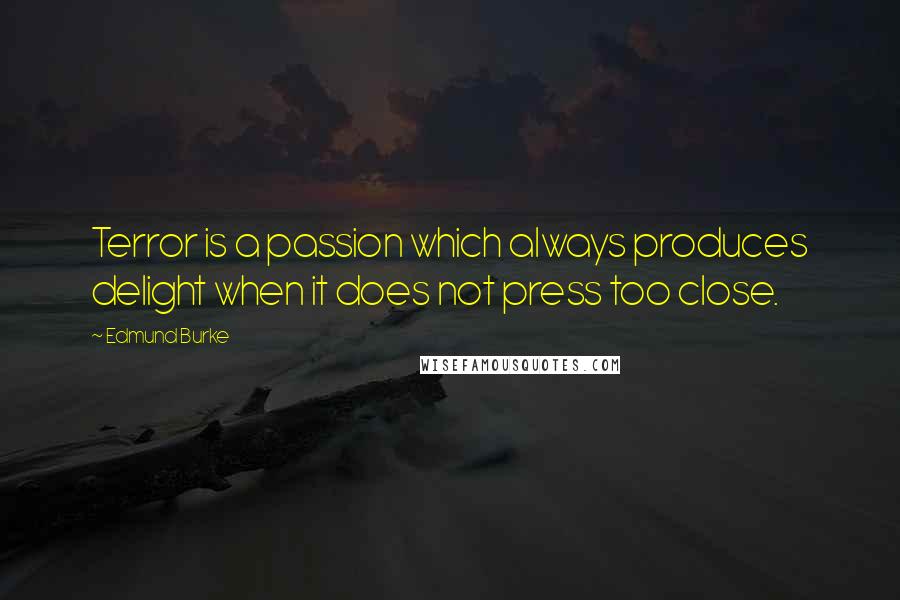 Edmund Burke Quotes: Terror is a passion which always produces delight when it does not press too close.