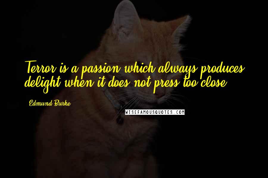 Edmund Burke Quotes: Terror is a passion which always produces delight when it does not press too close.