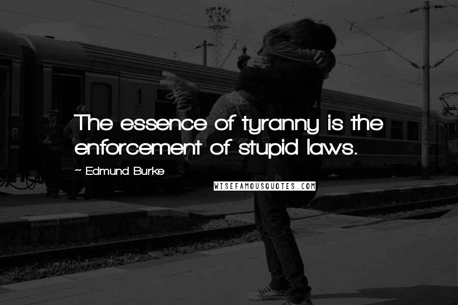 Edmund Burke Quotes: The essence of tyranny is the enforcement of stupid laws.