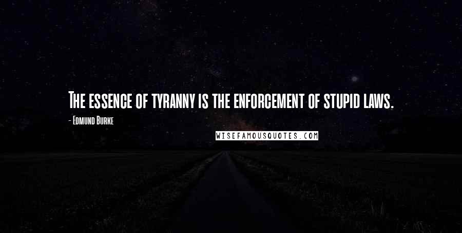 Edmund Burke Quotes: The essence of tyranny is the enforcement of stupid laws.