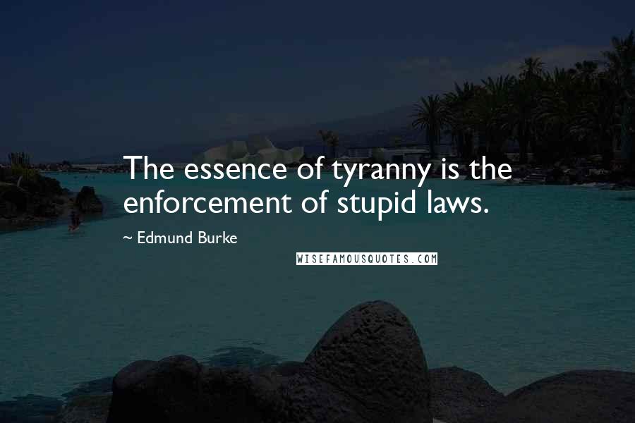 Edmund Burke Quotes: The essence of tyranny is the enforcement of stupid laws.