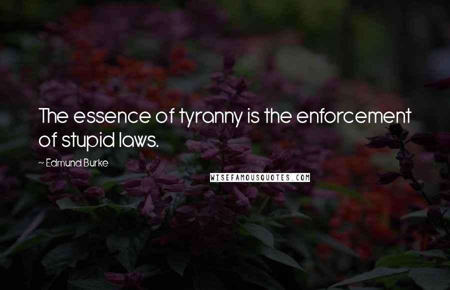 Edmund Burke Quotes: The essence of tyranny is the enforcement of stupid laws.